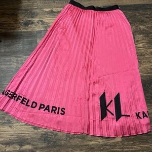 Karl Lagerfeld Fuchsia Pleated Midi Skirt